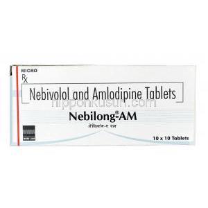 ネビロング  AM, ネビボロール 5mg / アムロジピン  5mg, 錠剤, 箱表面