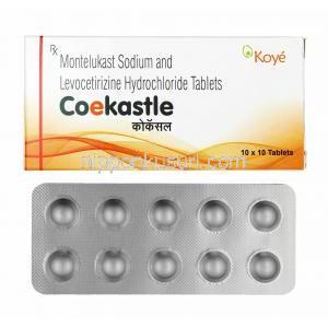 コエカストル (レボセチリジン/ モンテルカスト) 箱、錠剤