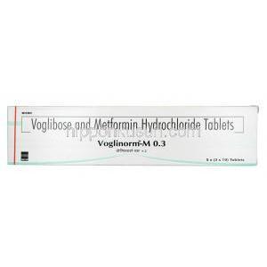ボグリノーム M, メトホルミン 500mg / ボグリボース  0.3mg, 錠剤, 箱表面