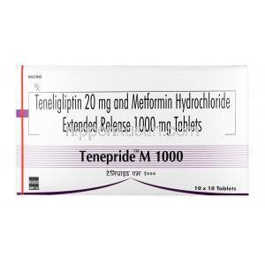 テネプリド M, メトホルミン 1000mg / テネリグリプチン 20mg, 錠（徐放性錠）, 箱表面