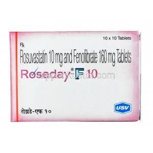 ローズディ F, フェノフィブラート 160mg / ロスバスタチン10mg, 錠剤, 箱表面