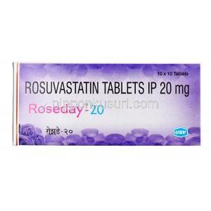 ローズディ, ロスバスタチン 20 mg, 錠剤, 箱表面