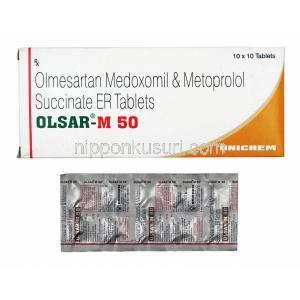 オルサー M 50 (オルメサルタン/ メトプロロール) 箱、錠剤