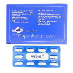 マイオリル Myoril, チオコルチコシド, 4mg,  錠