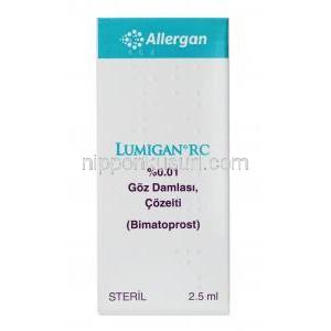 ルミガン RC, ビマトプロスト  0.03% 2.5ML 点眼薬 (Allergan) 箱前面