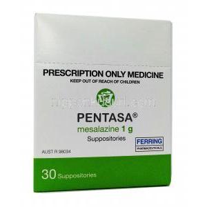 ペンタサ 坐薬, メサラミン 1g 坐薬 x 30個, 箱表面