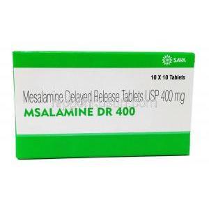 メサラミン DR, 400 mg 100錠 (徐放性錠) , 箱表面