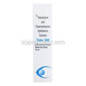 トバ DM 点眼薬, デキサメタゾン 0.1%/ トブラマイシン 0.3% 10ml, 製造元：Sun Pharma, 箱, 表面