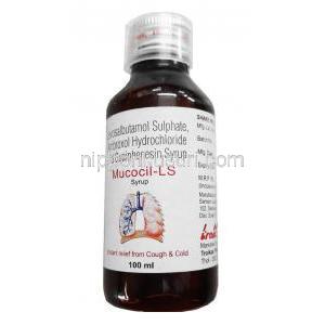 ムコシル LS 内服液 (レボサルブタモール/ アンブロキソール/ グアイフェネシン) ボトル正面
