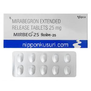 ミルベグ (ミラベグロン) 25mg 箱、錠剤