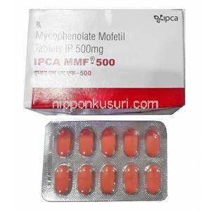 MMF (ミコフェノール酸モフェチル) 500mg 箱、錠剤