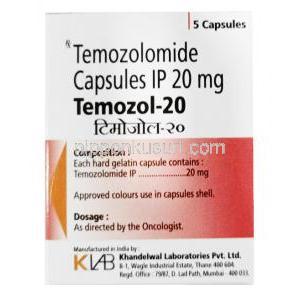テモゾル (テモゾロミド) 20 mg 箱