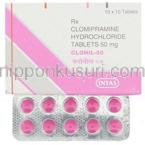 クロミプラミン, Clonil, 50 mg 錠 (Intas)