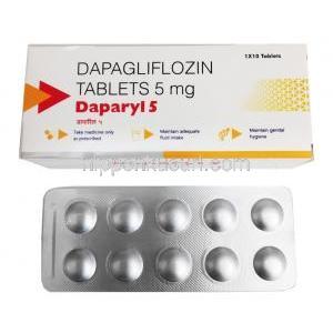 ダパリル (ダパグリフロジン) 5mg 箱、錠剤