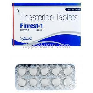 フィンレスト-1, フィナステリド,1mg,錠剤 製造元：Johnlee Pharmaceuticals Pvt Ltd, 箱, シート表面