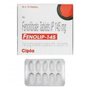 フェノリップ (フェノフィブラート) 145mg 箱、錠剤