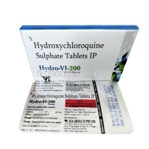ヒドロ-VI,  ヒドロキシクロロキン 200mg, 錠剤,　製造元：VEA Impex, 箱表面, シート情報