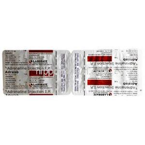 Adralab Injection, Adrenaline 1mg, Injection, 1ml, Laborate, Blisterpack information