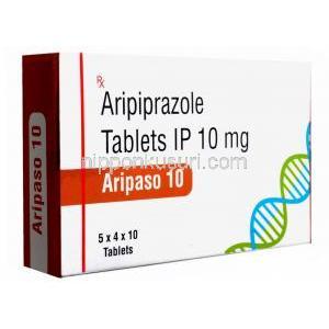 アリパソ 10,アリピプラゾール10mg, 錠剤, 箱表面