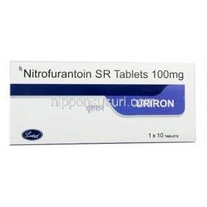 ウリロンSR,ニトロフラントイン100mg, 徐放性錠, 製造元：Leeford Healthcare Ltd, 箱表面