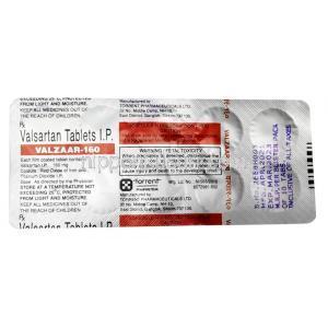 情報バルザール, バルサルタン 160 mg, 製造元：Torrent Pharma, シート情報