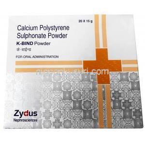 ケーバインド パウダー,  ポリスチレンスルホン酸カルシウム 15g,製造元：Zydus Cadila, 箱