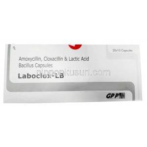 ラボクロックス LB ,アモキシシリン 250mg/クロキサシリン 250mg/ 乳酸菌 9000万個, 製造元：GPP, 箱表面