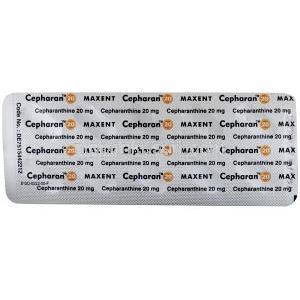 セファラン 20, セファランチン 20 mg, カプセル, 製造元：Maxent, シート情報