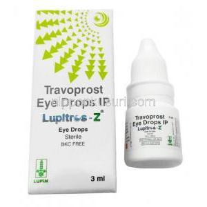 ルピトロス Z 点眼薬, トラボプロスト0.004% wv点眼薬 3mL, 製造元：Lupin, 箱, ボトル