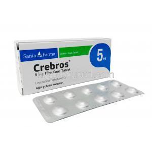 クレブロス,レボセチリジン 5 mg, 20錠, 製造元：Santa Farma, 箱, シート