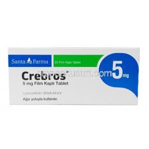クレブロス,レボセチリジン 5 mg, 20錠, 製造元：Santa Farma, 箱表面