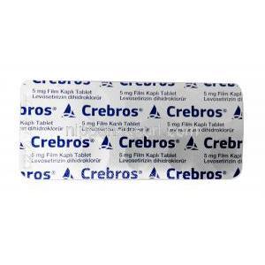 クレブロス,レボセチリジン 5 mg, 20錠, 製造元：Santa Farma, シート裏面