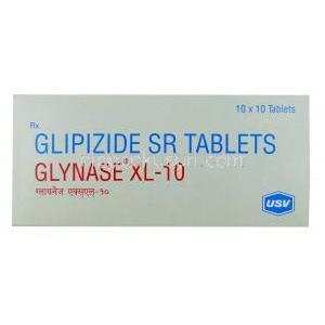 グリナーゼ XL-10, グリピジド 10 mg,製造元： USV, 箱表面