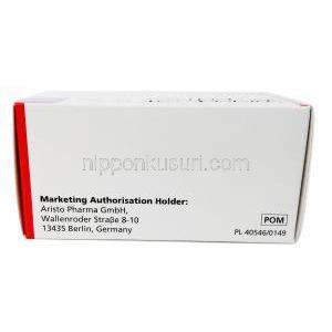 ドロネダロン アリスト400mg, ドロネダロン400mg, 60錠入り, 製造元：Aristo Pharma,箱情報, 製造元