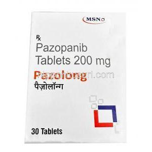 パゾロン, パゾパニブ200mg,　製造元： MSN Laboratories, 箱表面