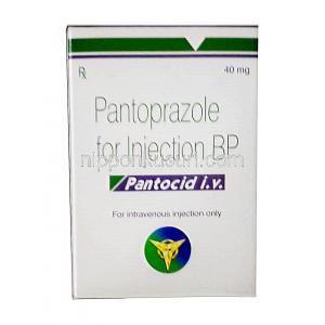 Pantocid Lyophilized IV  Injection, Pantoprazole 40mg, Vial, Sun Pharma, Box front view
