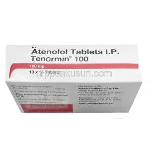 テノーミン,  アテノロール 100 mg, 製造元：Abbot, 箱上面