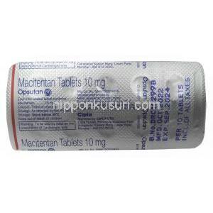 オプスタン,マシテンタン 10 mg, 製造元：Cipla, シート情報