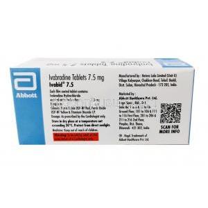 イバビッド,イバブラジン 7.5 mg, 製造元：Abbott Healthcare, 箱情報, 製造元