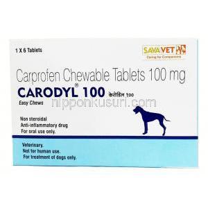 カロディル  100, カプロフェン 100 mg, 6 錠, 製造元：Sava Vet, 箱表面