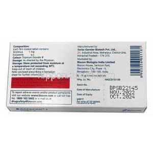 ラパカン, シロリムス(ラパマイシン) 1 mg, 製造元：Biocon, 箱情報