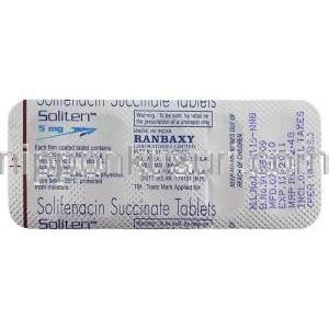 ソリフェナシン（ベシケアジェネリック）, ソリテン Soliten,  10mg 錠 (Ranbaxy) 包装裏面