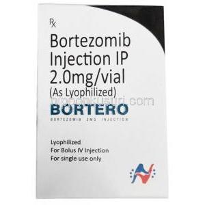 ボルテロ注射, ボルテゾミブ 2mg,製造元： Hetero Drugs Ltd, 箱表面