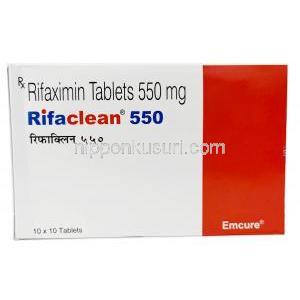 リファクリーン 550, リファキシミン,  550 mg, 製造元：Emcure Pharmaceuticals Ltd, 箱表面