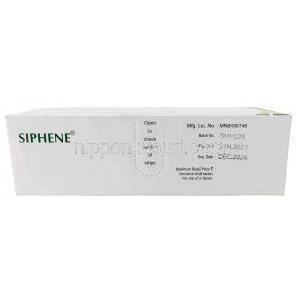 シフェン, クロミフェン 50 mg, 製造元：Serum Institute Of India Ltd, 箱情報, 製造日,消費期限