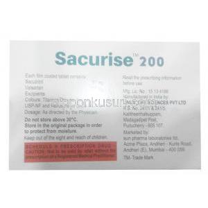 サキュライズ 200, サクビトリル 97 mg / バルサルタン 103 mg 7 錠, 製造元：Sun Pharma, 箱情報, 保管方法