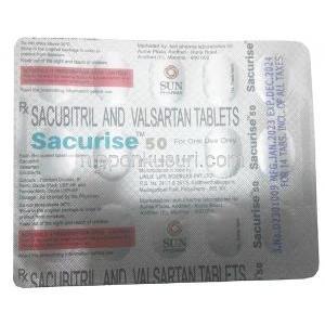 サキュライズ 50,サクビトリル 24 mg / バルサルタン 26 mg 14 錠,製造元：Sun Pharma, シート情報