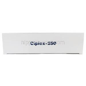 シプロックス, シプロフロキサシン 250 mg, 製造元：Cipla, 箱上面
