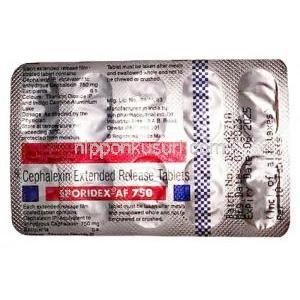 スポリデックス AF 375, セファレキシン 375mg, 製造元：Ranbaxy, シート情報