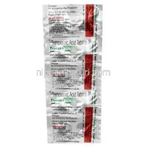 トレナクサ, トラネキサム酸500 mg,10 錠, 製造元：Macleods Pharma, シート情報, 製造元